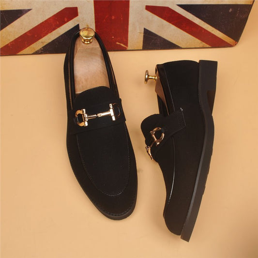 Leather Shoes Men's Casual Suede Shoes Fashion Korean Style Pointed Toe