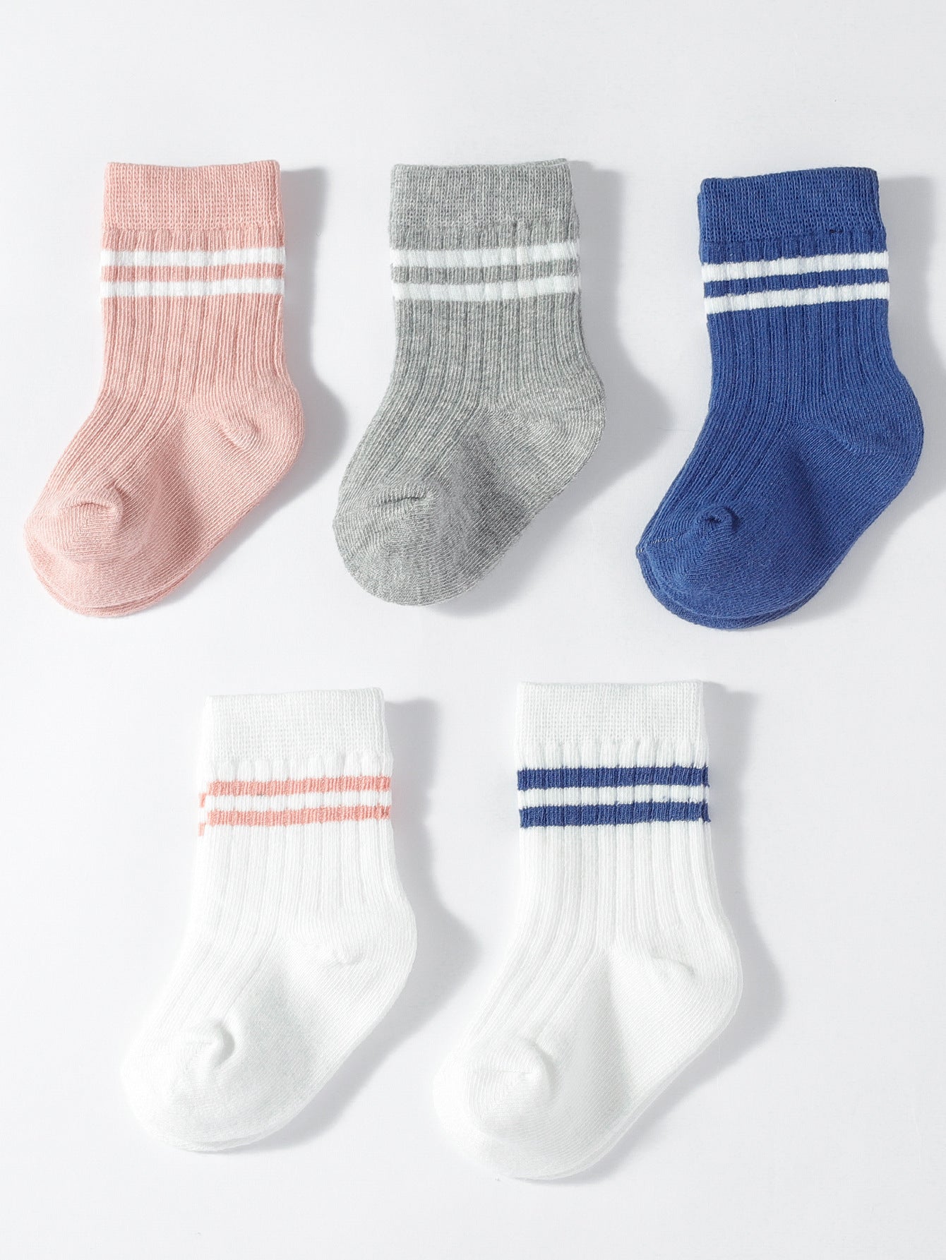 College Style Boys And Girls Middle Tube Cotton Socks 5 Pairs