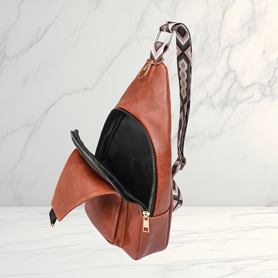 Diagonal Shoulder Bag PU Simple Texture Large Capacity Fashionable Commuting Women's Bag High-end Retro Chest Bag