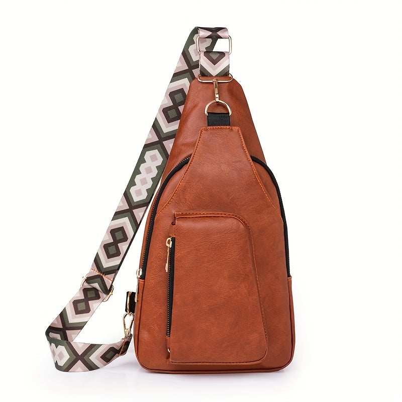 Diagonal Shoulder Bag PU Simple Texture Large Capacity Fashionable Commuting Women's Bag High-end Retro Chest Bag