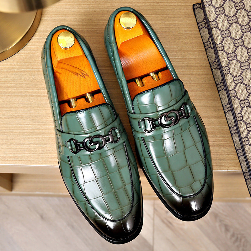 Embossed Pedal Horsebit Buckle Business Casual Youth Shoes