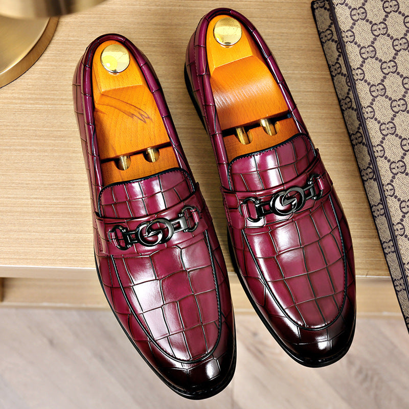 Embossed Pedal Horsebit Buckle Business Casual Youth Shoes