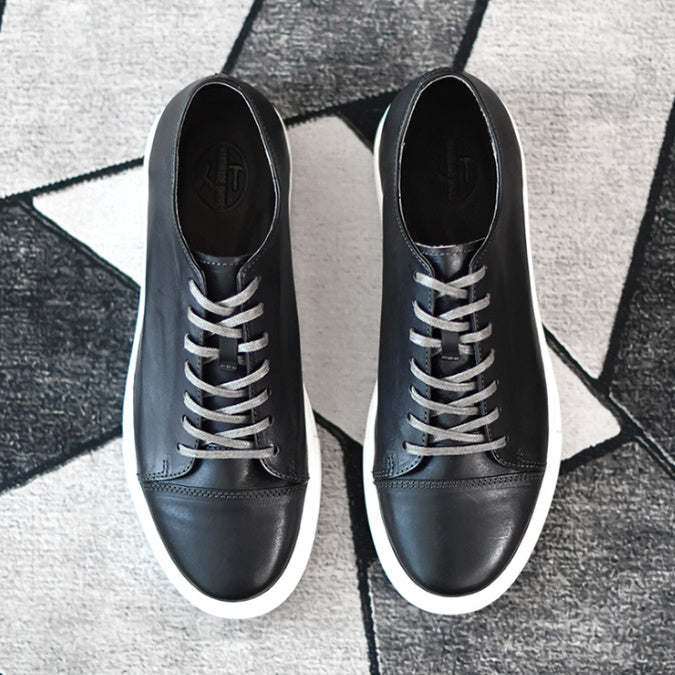 Men's Handmade First-grain Horse Leather Distressed Casual Shoes