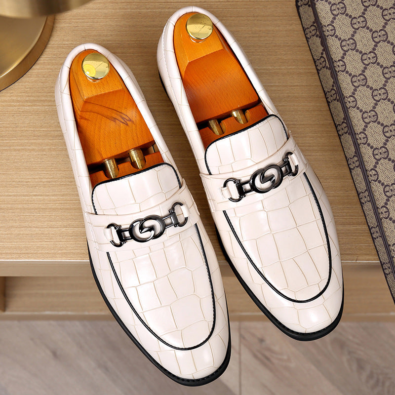 Embossed Pedal Horsebit Buckle Business Casual Youth Shoes