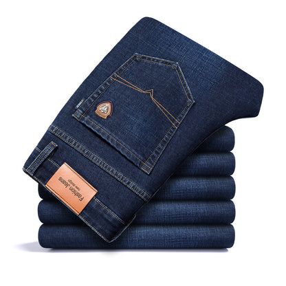 Fleece-lined Men's Loose Straight Plus Size Jeans