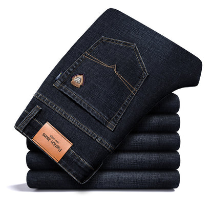 Fleece-lined Men's Loose Straight Plus Size Jeans