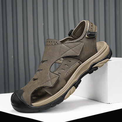 Plus Size Beach Shoes Breathable Leather Sandals For Men