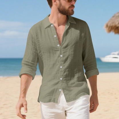 Linen American Style Loose Hawaiian Vacation Casual Shirt