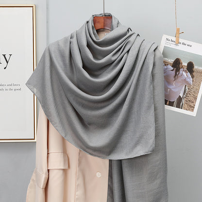 Women's Korean-style Solid Color Cotton And Linen Scarf Spring And Autumn