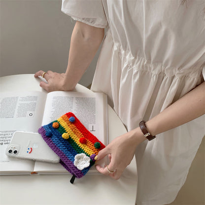 Super Cute Rainbow Knitted Coin Purse